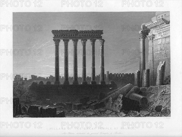 'Pillars of the Great Temple at Balbec', 1841. Artist: J Sands