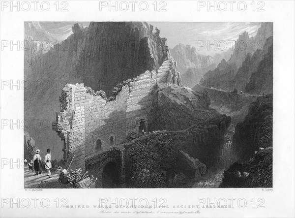 'Ruined Walls of Antioch, the Ancient Anathoth', 1841. Artist: S Lacey