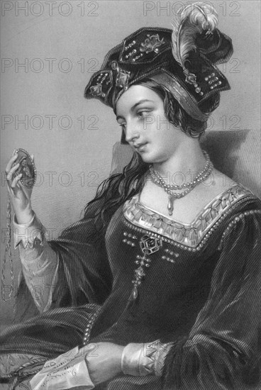 Anne Boleyn (1507-1536), the second wife of King Henry VIII, 1851.Artist: B Eyles