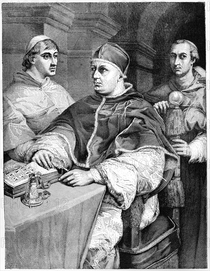 Pope Leo X, Giulio de' Medici (the future Pope Clement VII) and Cardinal de Rossi, 1882. Artist: Unknown