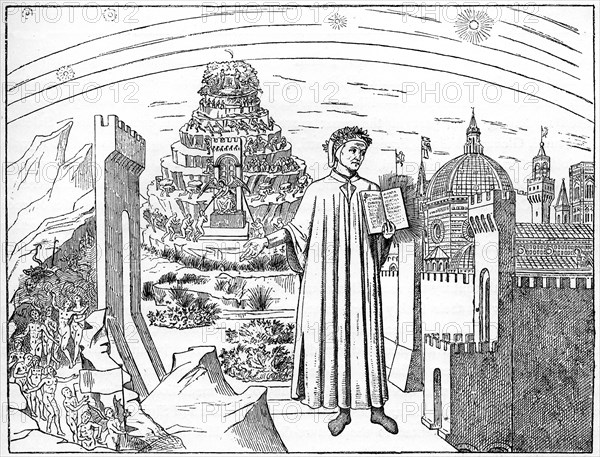 Dante (1265-1321), Florence and the Seven Circles of Hell, 1882. Artist: Unknown