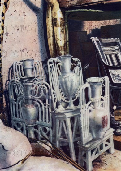 Alabaster vases, Tutankhamun's tomb, Egypt, 1933-1934. Artist: Unknown