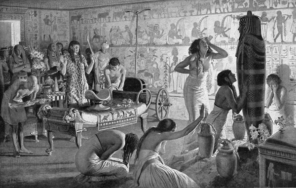 Scene of mourning at the funerary temple of Tutankhamun, Egypt, 1325 BC (1933-1934). Artist: Unknown