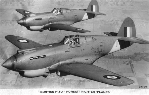 'Curtiss P-40 Pursuit Fighter Planes'. Artist: Unknown