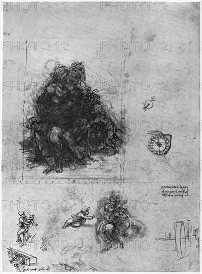 Studies for 'The Virgin and Child with St Anne and John the Baptist', 1503 (1954).Artist: Leonardo da Vinci