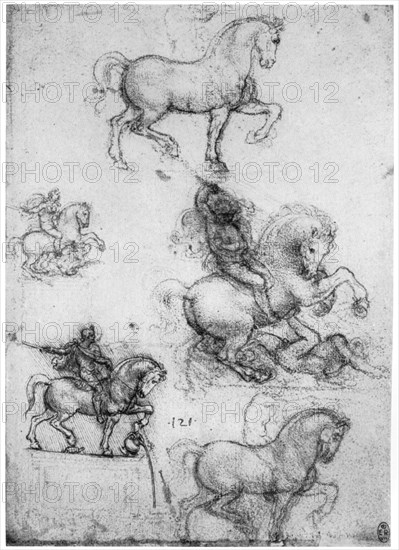 Studies for the 'Trivulzio Monument', c1508 (1954).Artist: Leonardo da Vinci