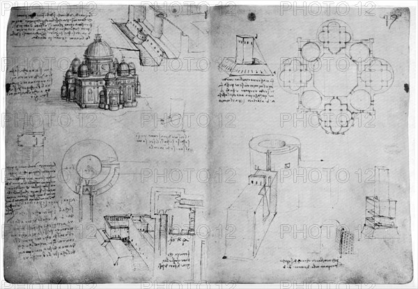 Designs for a centralized building, late 15th or early 16th century (1954).Artist: Leonardo da Vinci