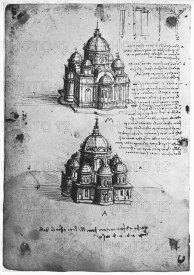 Designs for a central church, c1488-1490 (1954).Artist: Leonardo da Vinci