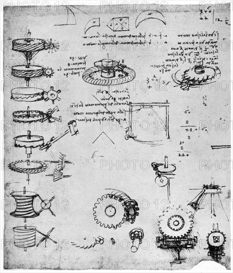 Cog wheels (detail), late 15th or early 16th century (1954).Artist: Leonardo da Vinci