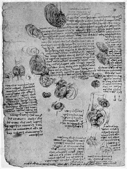 Diagram of the blood vortex in the heart, late 15th or early 16th century (1954). Artist: Leonardo da Vinci