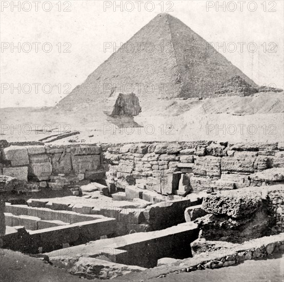 The Sphinx and the Great Pyramid, Egypt, early 20th century. Artist: Unknown