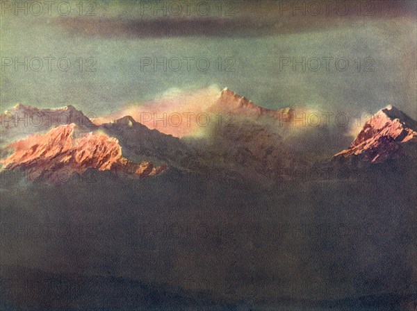 'Last Rays of Light on Kinchenjunga', c1910. Artist: Unknown