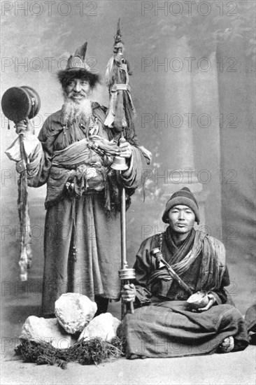 Tibetan mendicants, c1910. Artist: Unknown