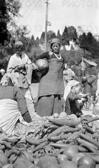 A food market in Darjeeling, West Bengal, India, c1910. Artist: Unknown