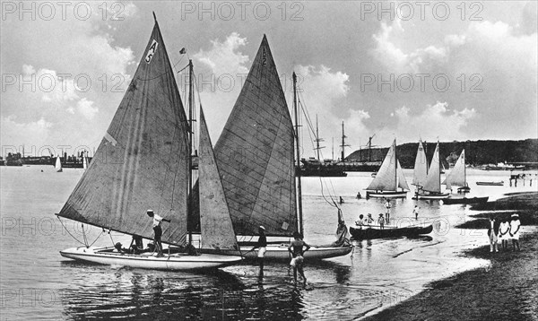 Yachting in the bay, Durban, South Africa. Artist: Unknown