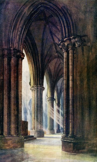 Interior of Lincoln Cathedral, 1924-1926. Artist: FP Dickinson