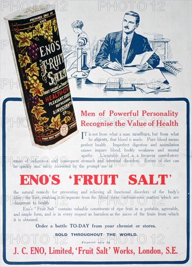 Eno's Fruit Salt advertisement, 1915. Artist: Unknown