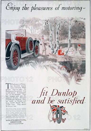 Dunlop tyres advert, 1925. Artist: Unknown