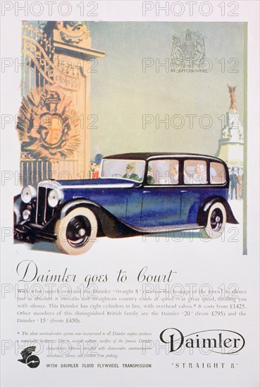 Daimler 'Straight 8' car advert, 1935. Artist: Unknown