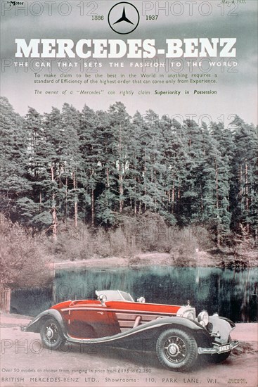 Mercedes-Benz car advert, 1937. Artist: Unknown