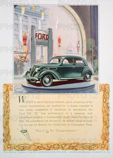 Advert for the Ford V8 22 motor car, 1937. Artist: Unknown