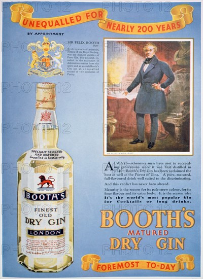 Advert for Booth's gin, 1935. Artist: Unknown