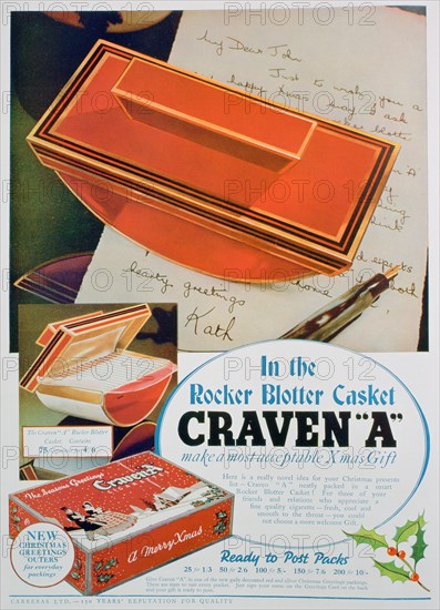 Advert for Craven 'A' cigarettes, 1936. Artist: Unknown