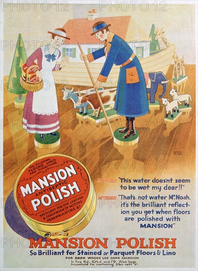 Advert for Mansion antiseptic floor polish, 1933. Artist: Unknown