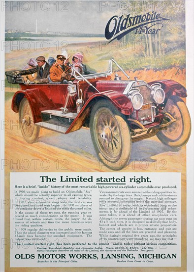 Oldsmobile car advert, 1911. Artist: Unknown