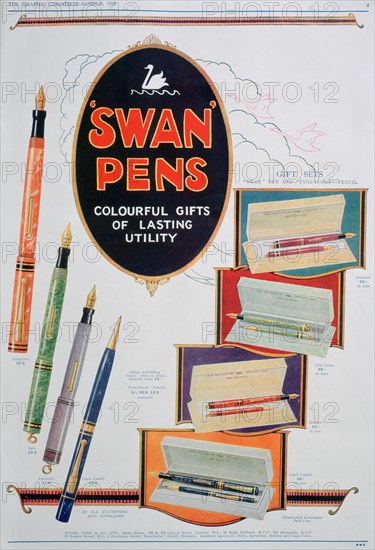 Advert for Swan pens, 1928. Artist: Unknown