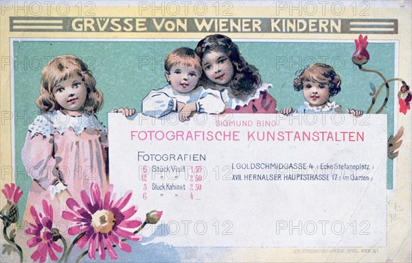 Early Viennese photographer's advertising card. Artist: Unknown