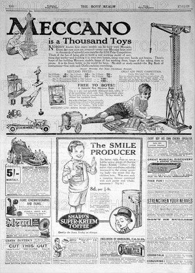 An advertising page in The Boy's Realm, Christmas 1921. Artist: Unknown