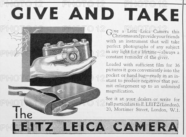 Leitz Leica camera advert, late 1920s. Artist: Unknown