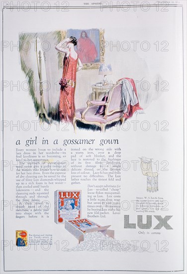 Advert for Lux soap, 1925. Artist: Unknown