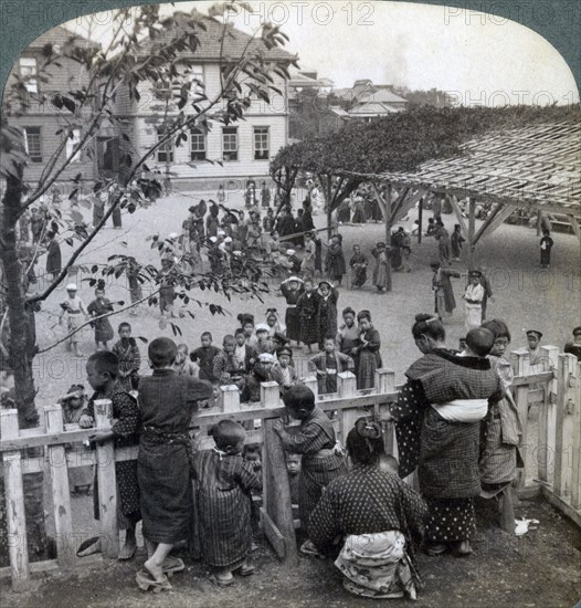 Schoolhouse and grounds, Yokohama, Japan, 1904. Artist: Underwood & Underwood