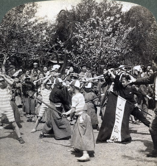 The warlike spirit of the Japanese youth, Tokyo, Japan, 1896. Artist: Underwood & Underwood