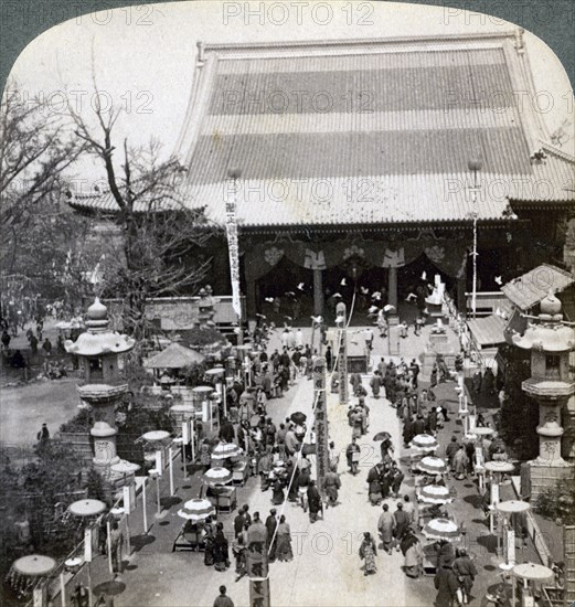 South front of Asakusa Temple, Tokyo, Japan, 1904. Artist: Underwood & Underwood