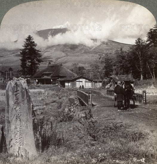 Mount Asama (Asamayama), Japan's largest active volcano, northwest from Katsukake, 1904.Artist: Underwood & Underwood