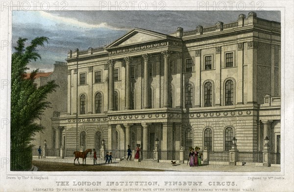 The London Institution, Finsbury Circus, London, c1827.Artist: William Deeble