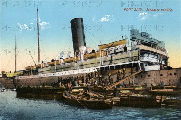 Steamer coaling, Port Said, Egypt, 20th century. Artist: Unknown