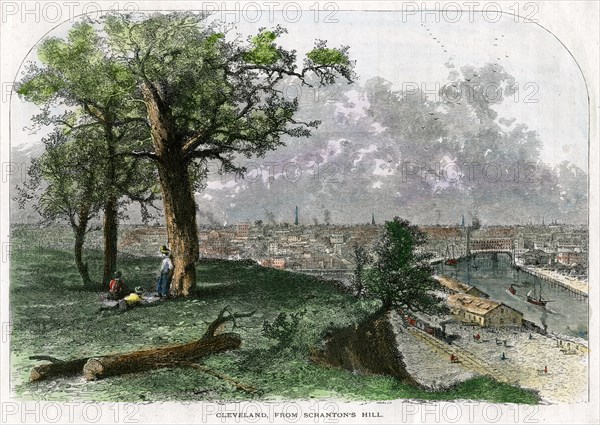 Cleveland, from Scranton's Hill, Ohio, USA, 19th century. Artist: Harley