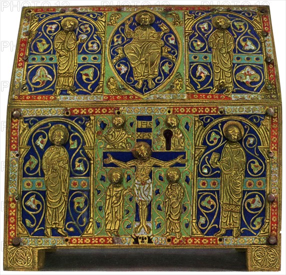 Reliquary, champlevé enamel on copper, 13th century, (1931). Artist: Unknown