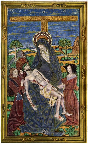 Plaque, enamel on copper, 15th century, (1931). Artist: Unknown