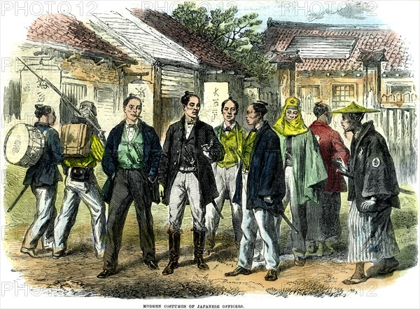 'Modern costumes of Japanese officers', 1866. Artist: Unknown