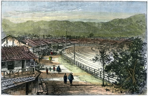 Railway line near Kobe, Japan, 1891. Artist: A Forsyth