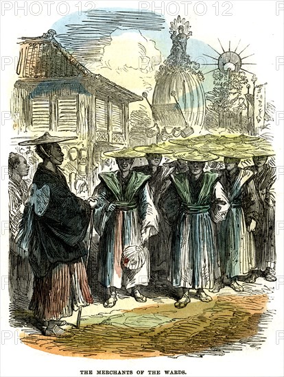 The merchants of the ward, New Year's festival procession at Yokohama, Japan, 1872. Artist: Unknown
