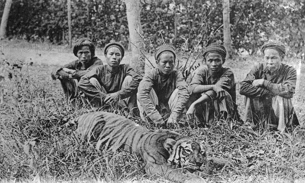 Tiger hunters, Tonkin, Vietnam, 20th century(?). Artist: Unknown