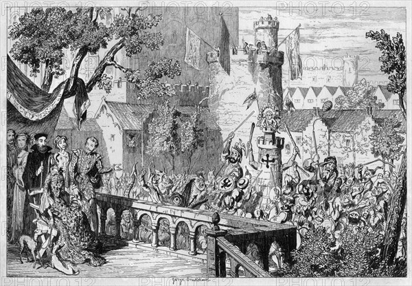 Masque in the palace garden of the Tower of London, 1840.Artist: George Cruikshank