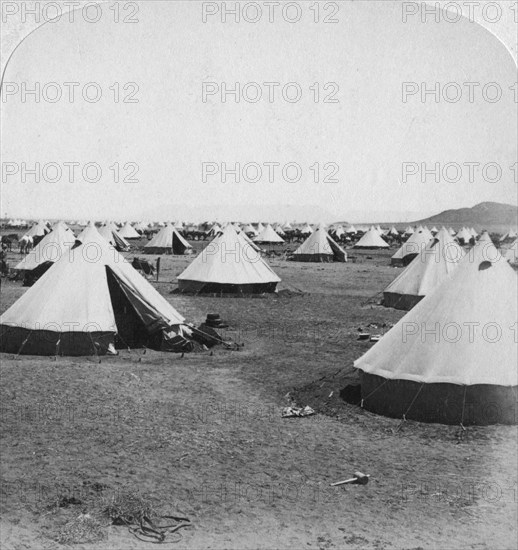 Military camp at De Aar, South Africa, Boer War, 1900.Artist: Underwood & Underwood