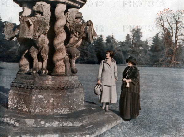 Lady Elizabeth Bowes-Lyon and the Countess of Strathmore, Glamis Castle, Scotland, 1923. Artist: Unknown